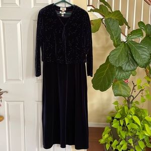 Talbots velvet maxi dress and matching cardigan set